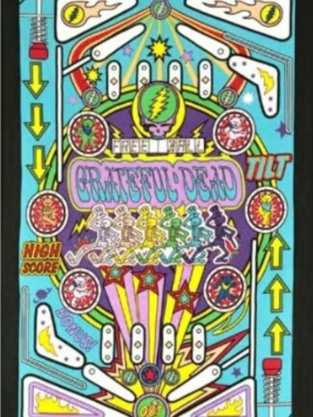 Grateful Dead 3D Pinball Machine Tapestry ~ 30" x 45" ~ w/Corner Loops ~ New!